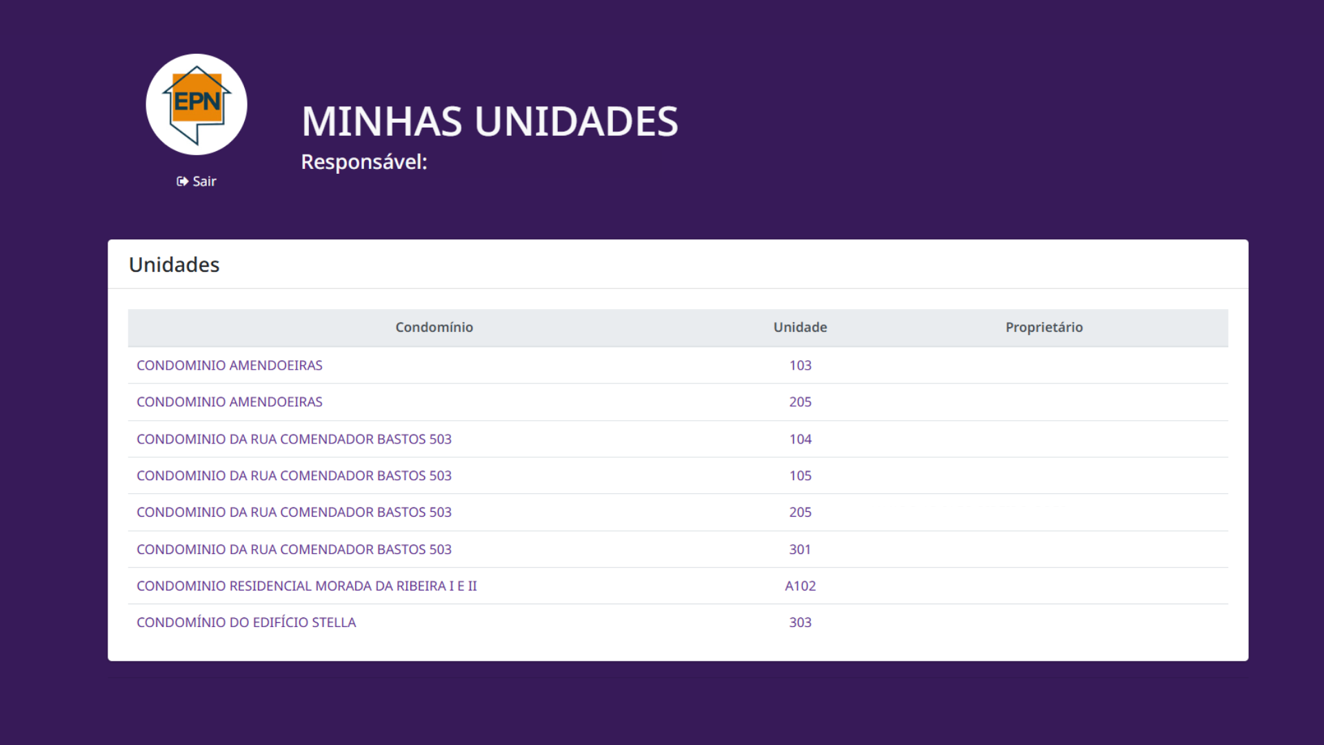 Unidades disponíveis